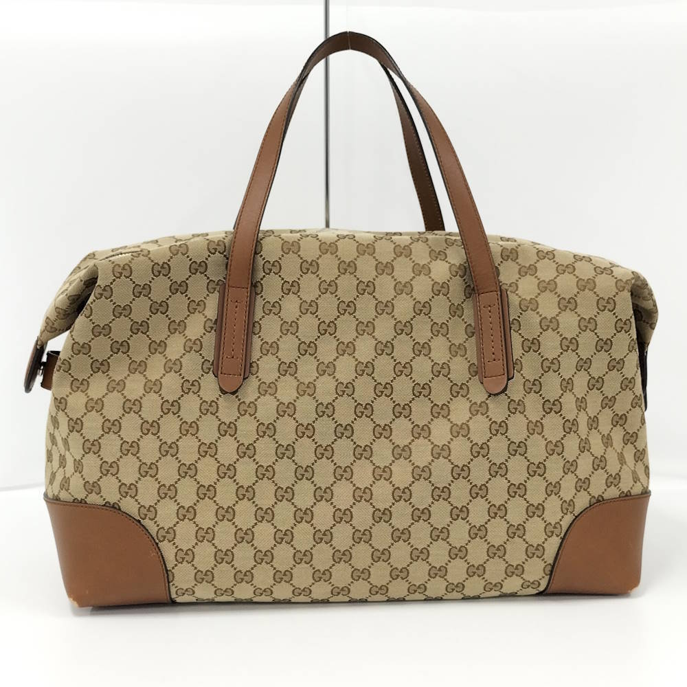 Gucci GG Canvas Beige Boston Bag Tan